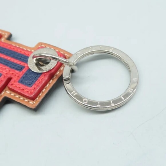 100% Authentic Louis Vuitton LV Letter Red&Blue Silver-tone Leather Bag Charm - Picture 3 of 7